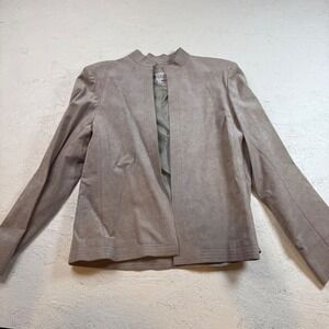 Vintage Ultrasuede Blazer Jacket and‎ Skirt Set Size 12 Taupe Suit